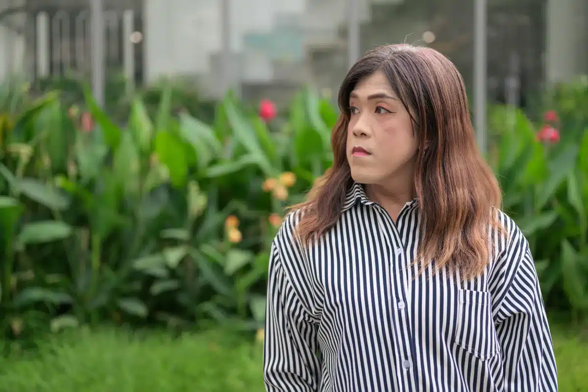 Transgender patient after meeting with an affirming doctor to coordinate hormone care during addiction rehab treatment
